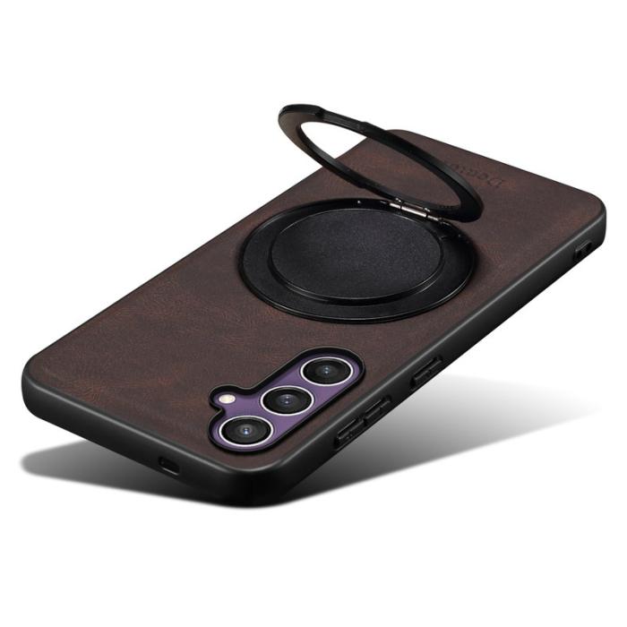 DENIOR - DENIOR Galaxy S23 FE Skal Magnetisk Ställning Läder PC TPU - Brun
