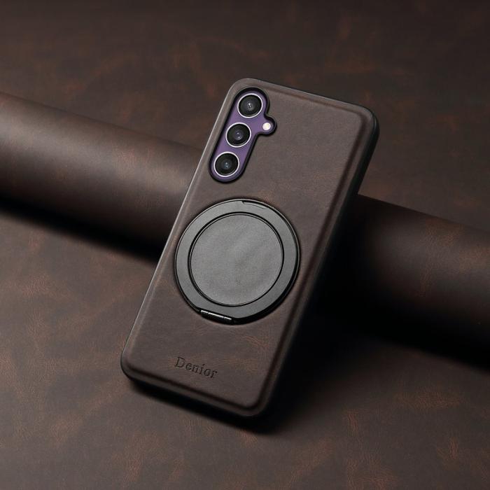 DENIOR - DENIOR Galaxy S23 FE Skal Magnetisk Ställning Läder PC TPU - Brun