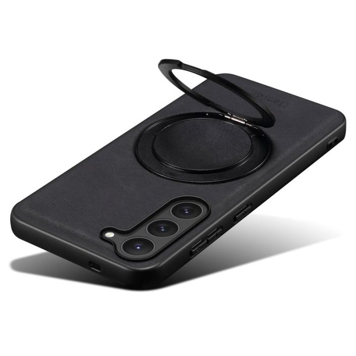 DENIOR - DENIOR Samsung Galaxy S23 Magnetfodral Rotationsstativ Läder PC TPU - Svart