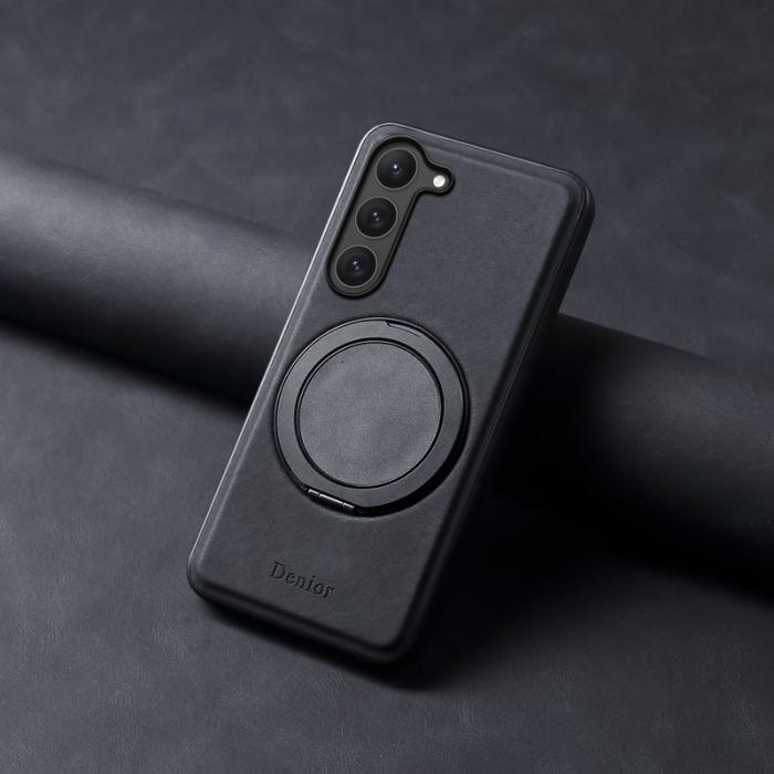 DENIOR - DENIOR Samsung Galaxy S23 Magnetfodral Rotationsstativ Läder PC TPU - Svart