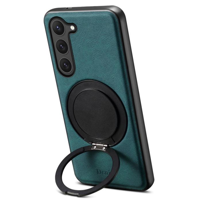 DENIOR - DENIOR Galaxy S23 Magnetiskt Fodral med Ställ i Läder TPU - Blå