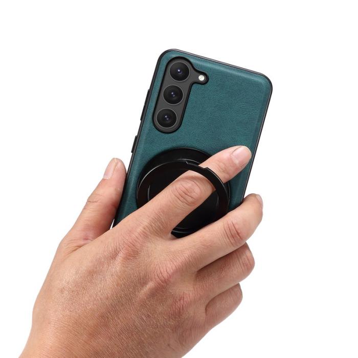 DENIOR - DENIOR Galaxy S23 Magnetiskt Fodral med Ställ i Läder TPU - Blå