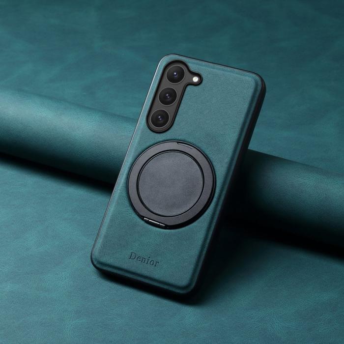 DENIOR - DENIOR Galaxy S23 Magnetiskt Fodral med Ställ i Läder TPU - Blå