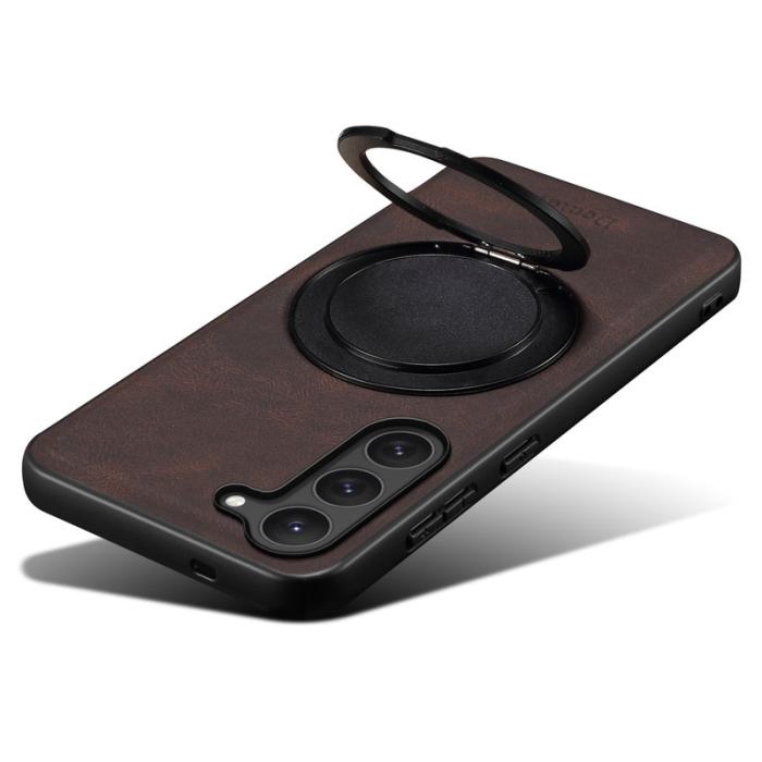 DENIOR - DENIOR Galaxy S23 Magnetfodral med Rotationsstativ Läder PC TPU - Brun