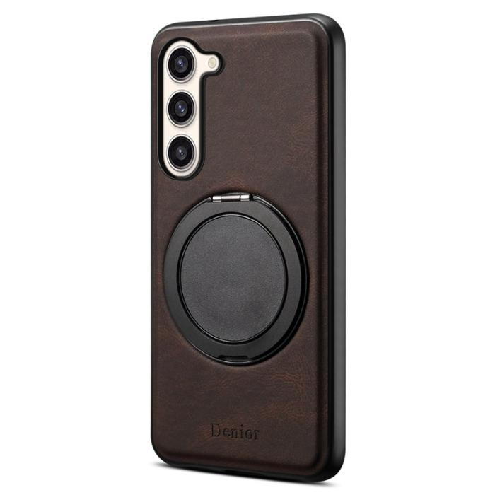 DENIOR - DENIOR Galaxy S23 Plus Magnetfodral med Rotationsstativ Läder PC TPU - Brun