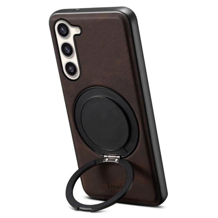 DENIOR - DENIOR Galaxy S23 Plus Magnetfodral med Rotationsstativ Läder PC TPU - Brun