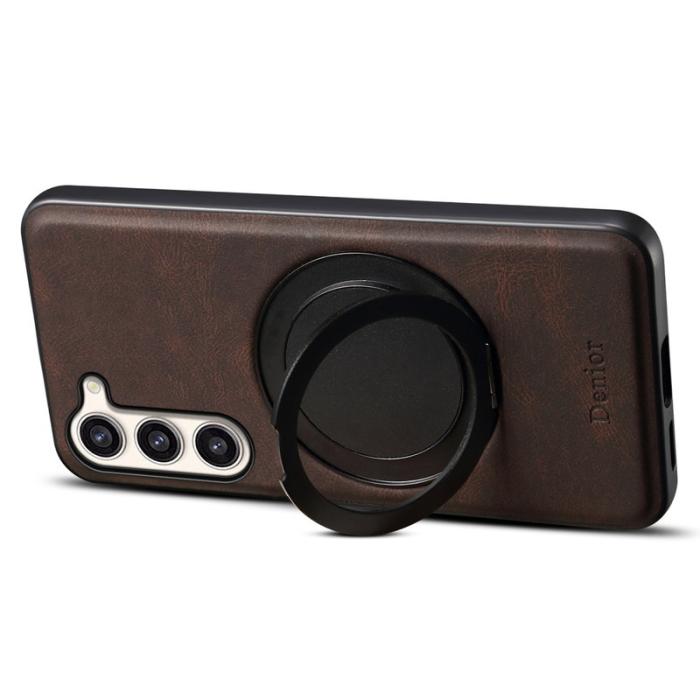 DENIOR - DENIOR Galaxy S23 Plus Magnetfodral med Rotationsstativ Läder PC TPU - Brun