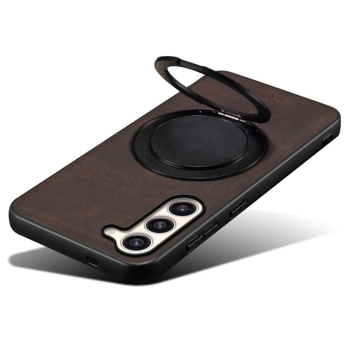 DENIOR - DENIOR Galaxy S23 Plus Magnetfodral med Rotationsstativ Läder PC TPU - Brun