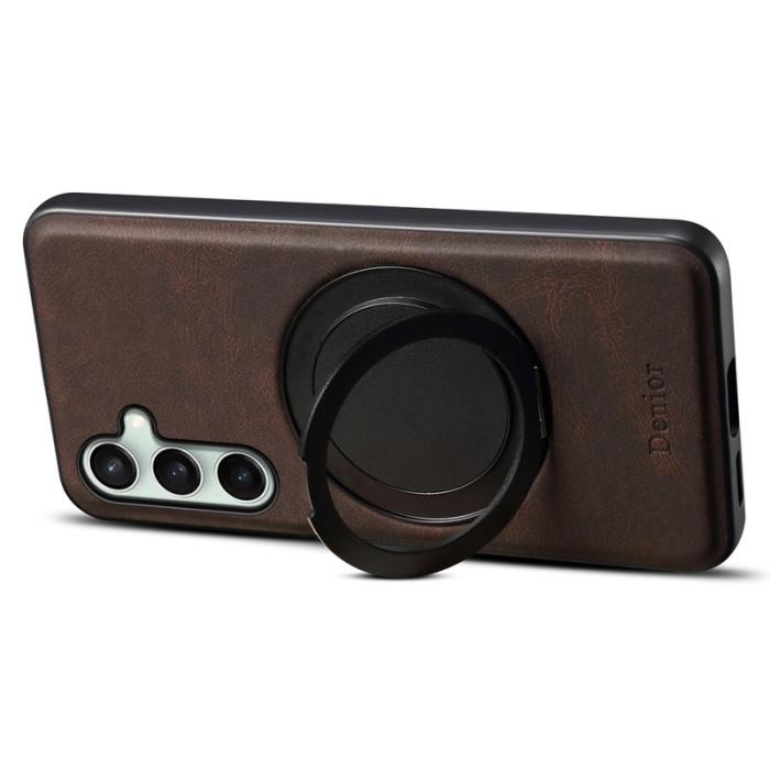 DENIOR - DENIOR Galaxy S24 FE Magnetiskt Fodral Läder PC TPU - Brun