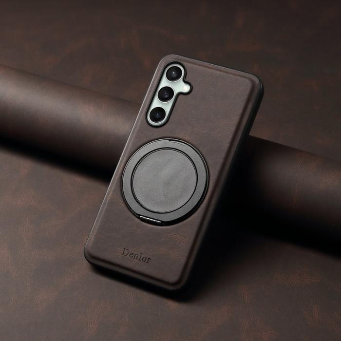 DENIOR - DENIOR Galaxy S24 FE Magnetiskt Fodral Läder PC TPU - Brun