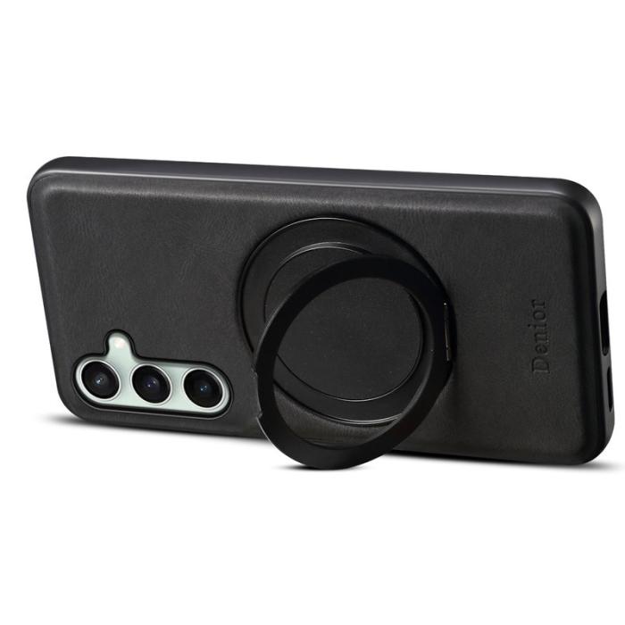 DENIOR - DENIOR Galaxy S24 Magnetiskt Fodral Läder PC TPU Svart
