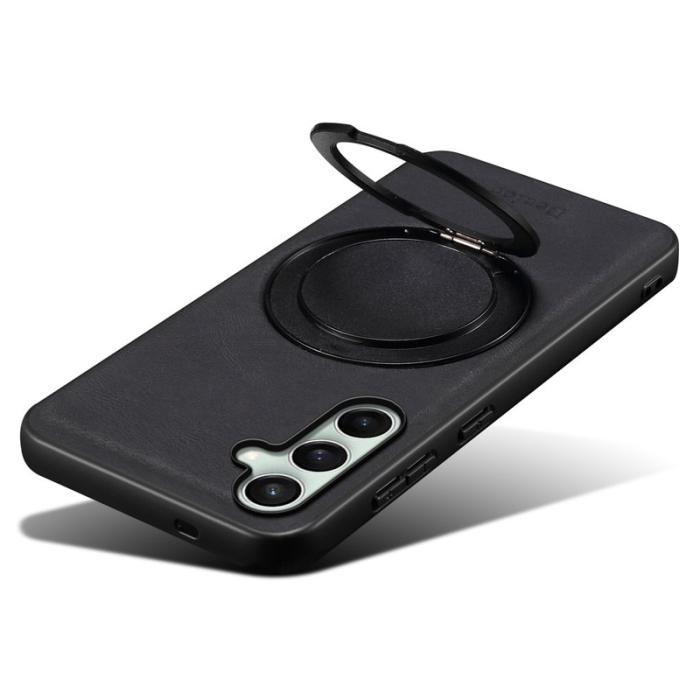 DENIOR - DENIOR Galaxy S24 Magnetiskt Fodral Läder PC TPU Svart