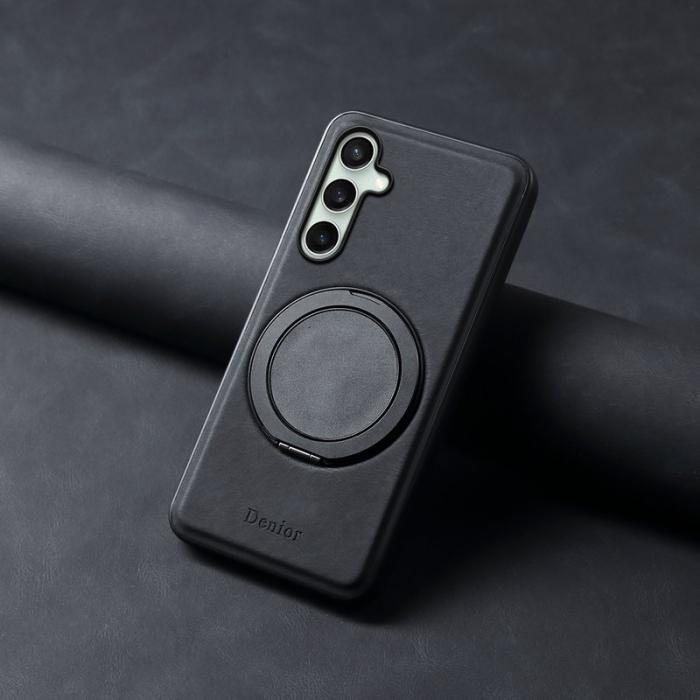 DENIOR - DENIOR Galaxy S24 Magnetiskt Fodral Läder PC TPU Svart