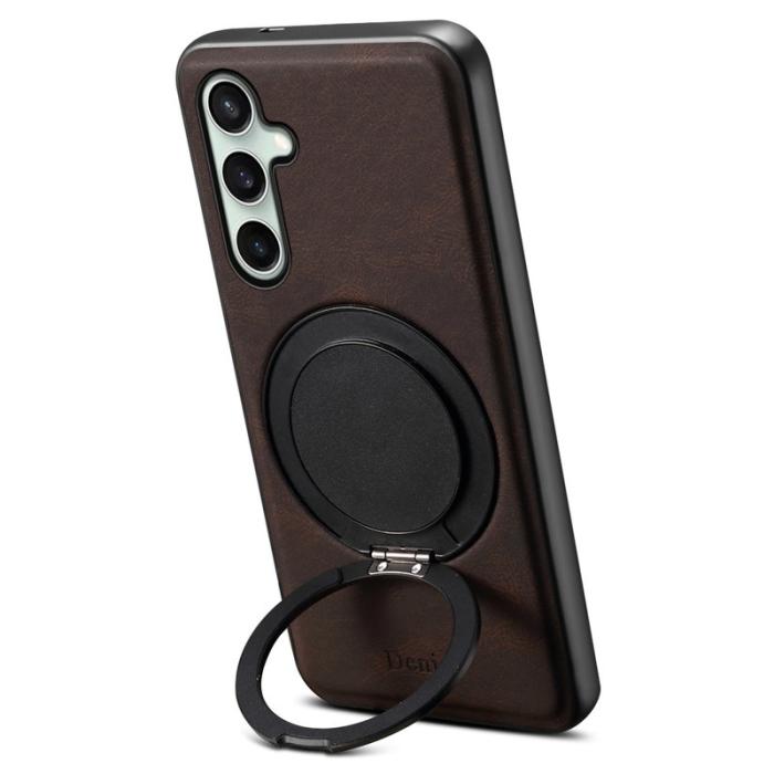 DENIOR - DENIOR Samsung Galaxy S24 Magnetfodral med Kickstand Läder PC TPU - Brun