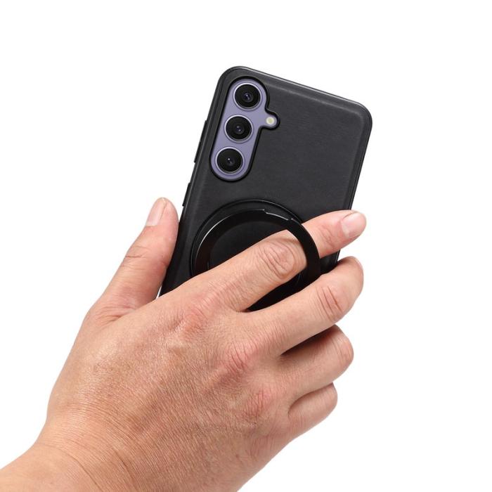 DENIOR - DENIOR Samsung Galaxy S24 Plus Magnetiskt Fodral Läder PC TPU - Svart