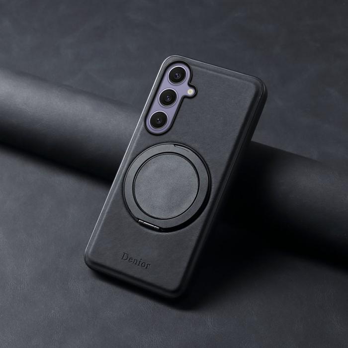 DENIOR - DENIOR Samsung Galaxy S24 Plus Magnetiskt Fodral Läder PC TPU - Svart