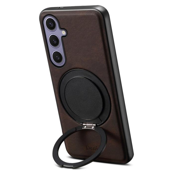 DENIOR - DENIOR A14 Samsung Galaxy S24 Plus Magnetfodral Läder PC TPU - Brun