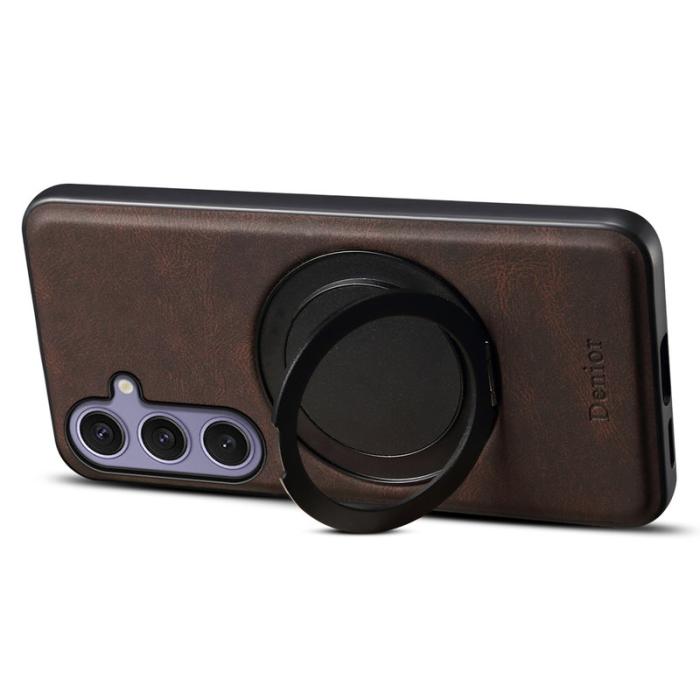 DENIOR - DENIOR A14 Samsung Galaxy S24 Plus Magnetfodral Läder PC TPU - Brun