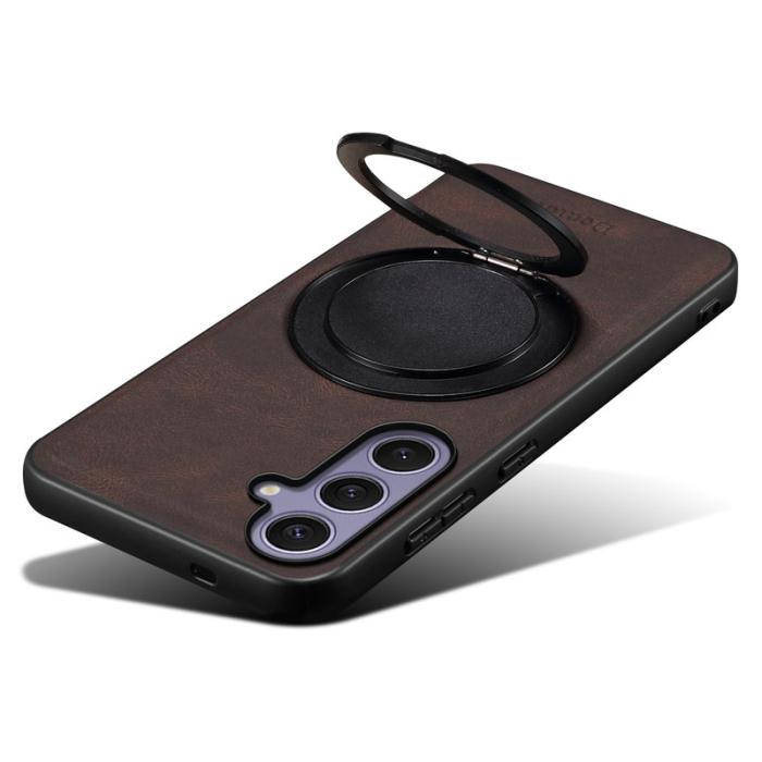 DENIOR - DENIOR A14 Samsung Galaxy S24 Plus Magnetfodral Läder PC TPU - Brun