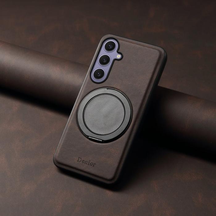 DENIOR - DENIOR A14 Samsung Galaxy S24 Plus Magnetfodral Läder PC TPU - Brun