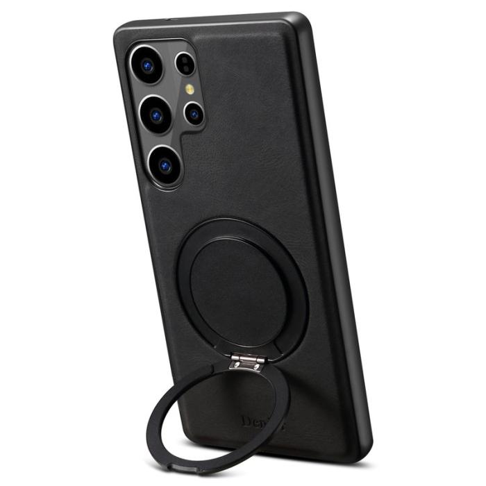 DENIOR - DENIOR Galaxy S24 Ultra Magnetiskt Fodral Läder PC TPU Svart