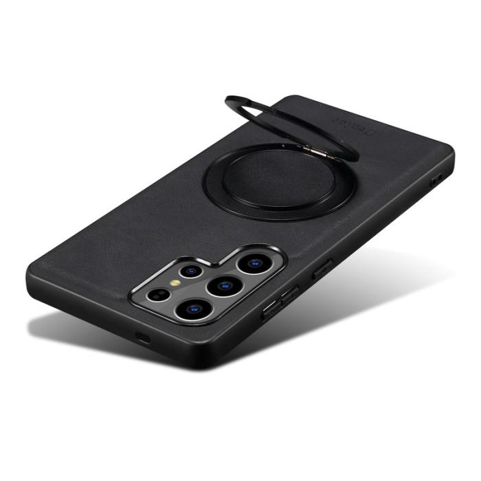 DENIOR - DENIOR Galaxy S24 Ultra Magnetiskt Fodral Läder PC TPU Svart