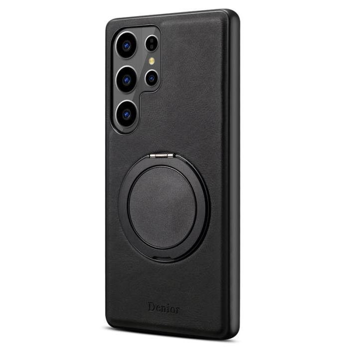 DENIOR - DENIOR Galaxy S24 Ultra Magnetiskt Fodral Läder PC TPU Svart