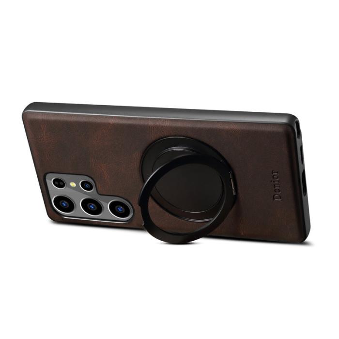 DENIOR - DENIOR Samsung Galaxy S24 Ultra Magnetiskt Fodral Läder PC TPU - Brun