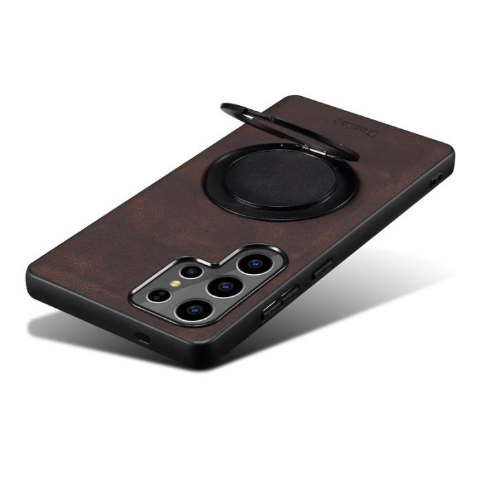 DENIOR - DENIOR Samsung Galaxy S24 Ultra Magnetiskt Fodral Läder PC TPU - Brun