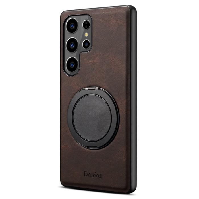 DENIOR - DENIOR Samsung Galaxy S24 Ultra Magnetiskt Fodral Läder PC TPU - Brun
