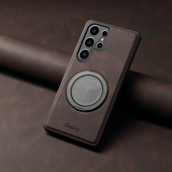 DENIOR - DENIOR Samsung Galaxy S24 Ultra Magnetiskt Fodral Läder PC TPU - Brun