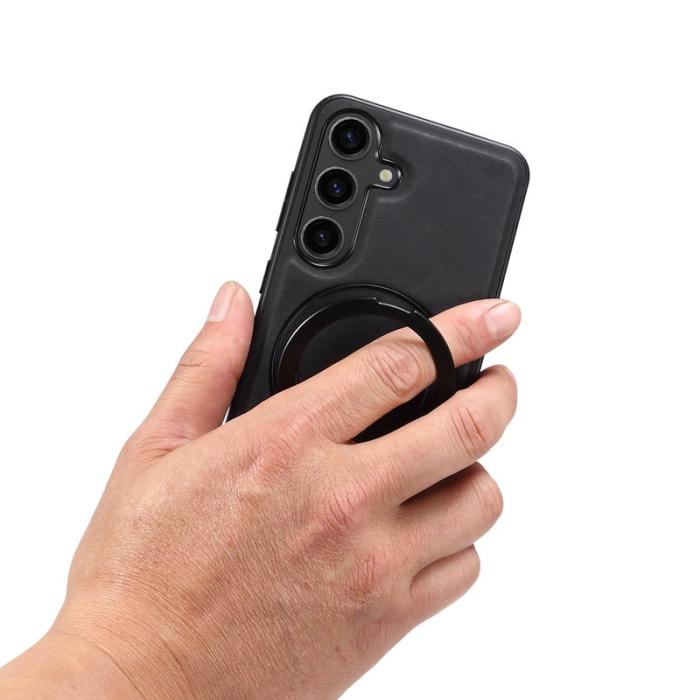 DENIOR - DENIOR A14 Samsung Galaxy S25 Magnetfodral Läder PC TPU Svart