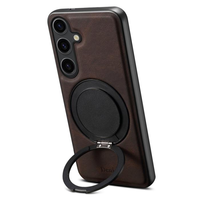 DENIOR - DENIOR A14 Samsung Galaxy S25 Magnetfodral Läder PC TPU - Brun