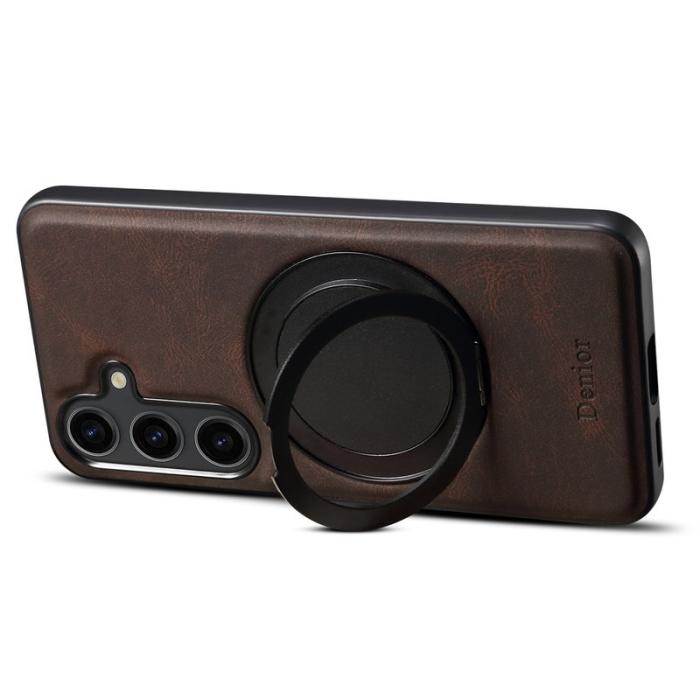 DENIOR - DENIOR A14 Samsung Galaxy S25 Magnetfodral Läder PC TPU - Brun