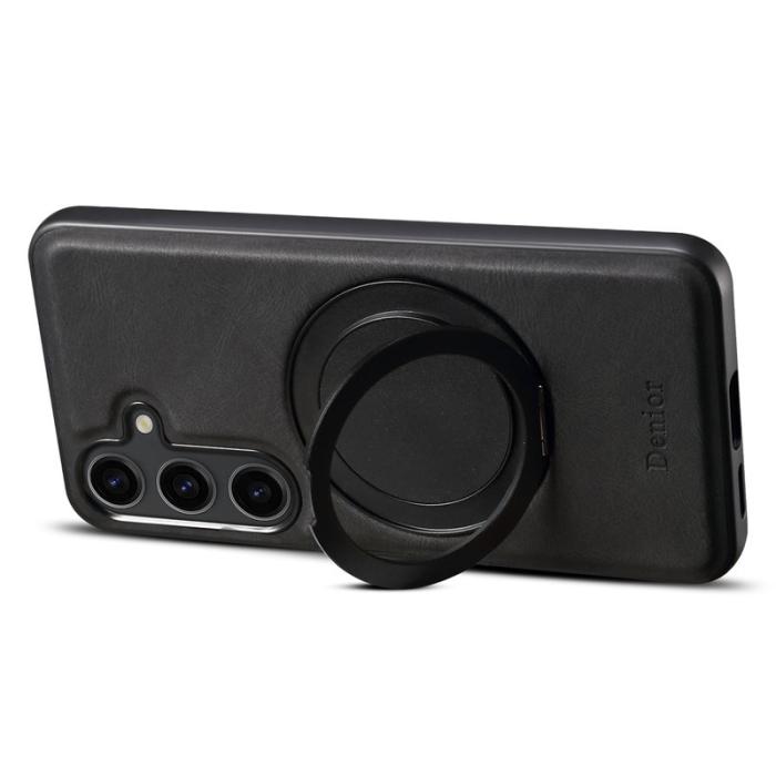 DENIOR - DENIOR A14 Samsung Galaxy S25 Plus Magnetfodral Läder PC TPU Svart