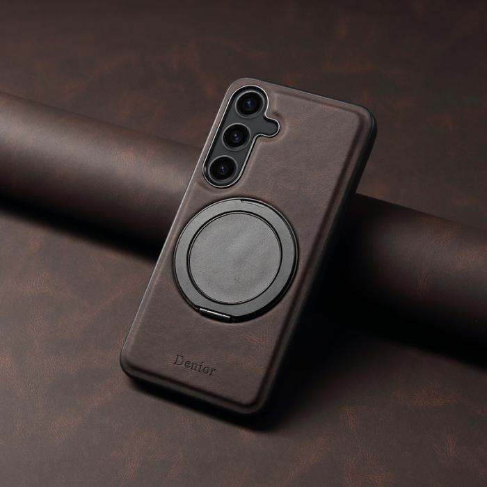 DENIOR - DENIOR A14 Samsung Galaxy S25 Plus Magnetfodral Läder PC TPU - Brun