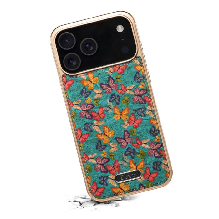 DENIOR - DENIOR A24 iPhone 17 Pro Max Fodral Äkta läder PC TPU Blå