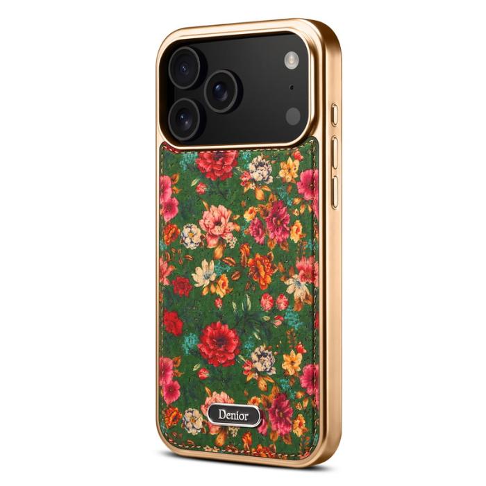 DENIOR - DENIOR A24 iPhone 17 Pro Max Fodral Äkta läder PC TPU Peony Green