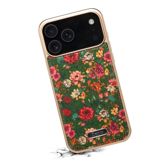 DENIOR - DENIOR A24 iPhone 17 Pro Max Fodral Äkta läder PC TPU Peony Green