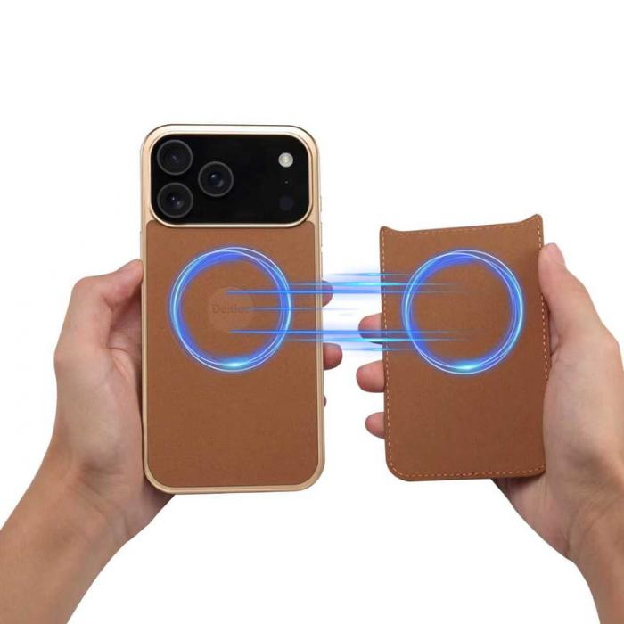 DENIOR - DENIOR A24 iPhone 17 Pro Max Fodral Äkta läder PC TPU Peony Green