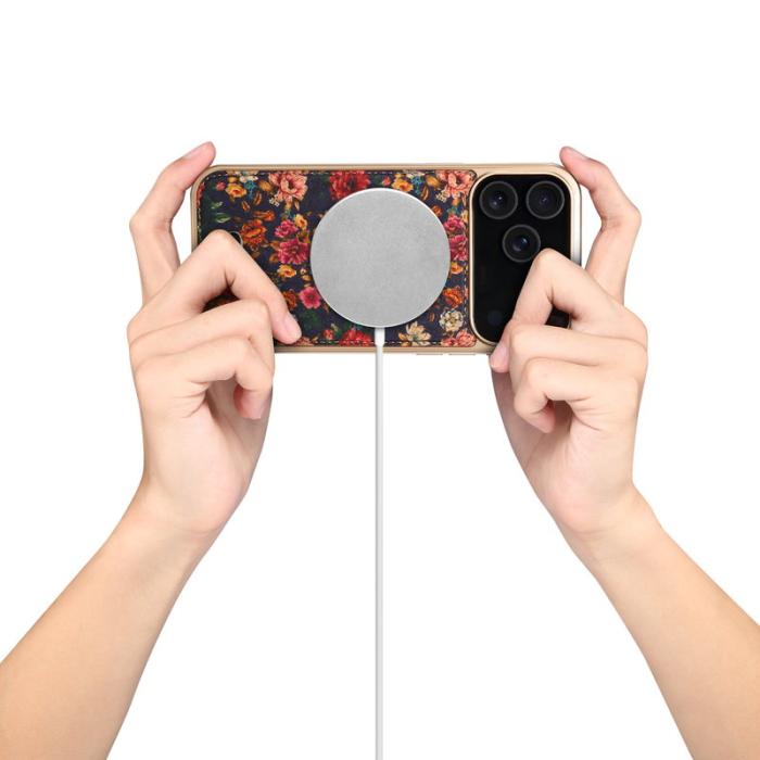 DENIOR - DENIOR A24 iPhone 17 Pro Max Fodral Äkta läder PC TPU Lila