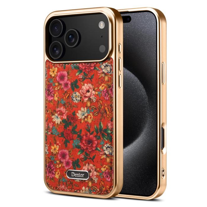 DENIOR - DENIOR A24 iPhone 17 Pro Max Fodral Äkta läder PC TPU Röd