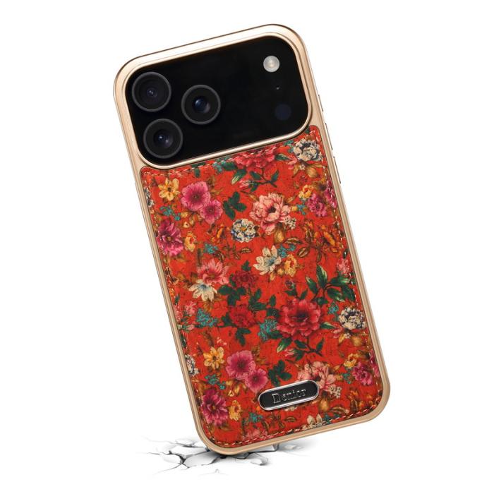 DENIOR - DENIOR A24 iPhone 17 Pro Max Fodral Äkta läder PC TPU Röd