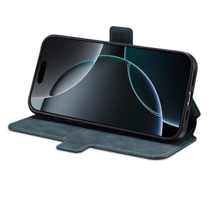 DENIOR - DENIOR B06 iPhone 16 Fodral Magnetiskt Avtagbart Plånbok Läder Blå