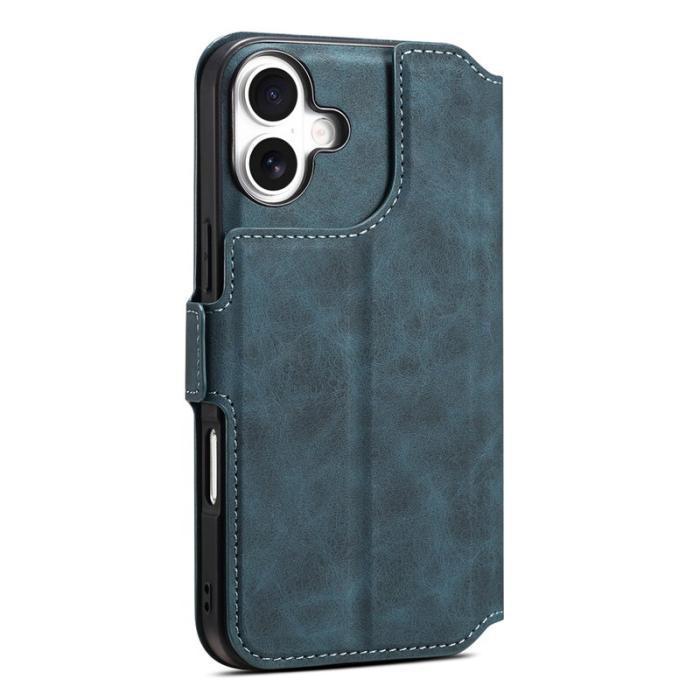 DENIOR - DENIOR B06 iPhone 16 Fodral Magnetiskt Avtagbart Plånbok Läder Blå