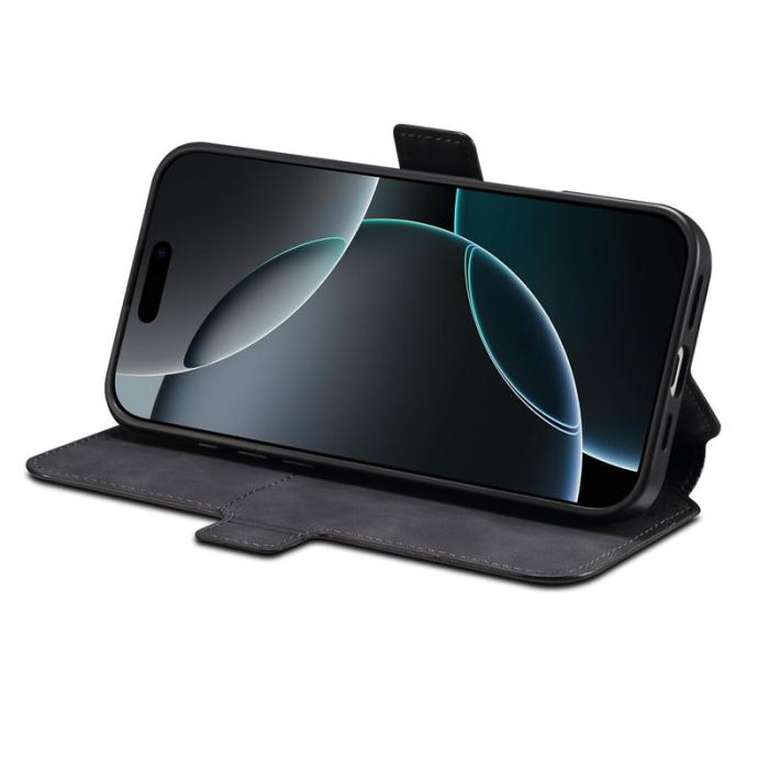 DENIOR - DENIOR B06 iPhone 16 Plus Fodral Magnetiskt Avtagbart Läder TPU - Svart