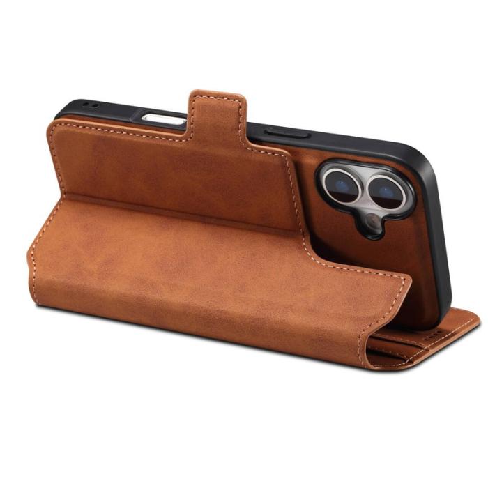 DENIOR - DENIOR B06 iPhone 16 Plus Fodral Magnetiskt Avtagbart Läder Brun