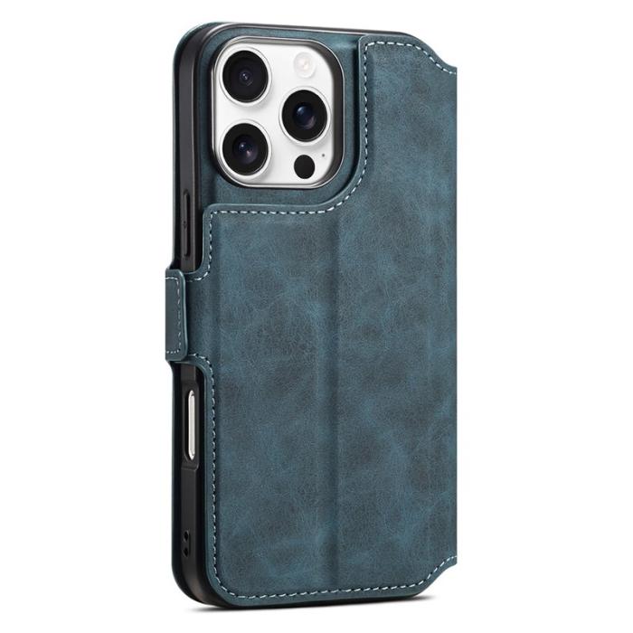 DENIOR - DENIOR B06 iPhone 16 Pro Fodral Magnetiskt Löst Wallet Läder Blå