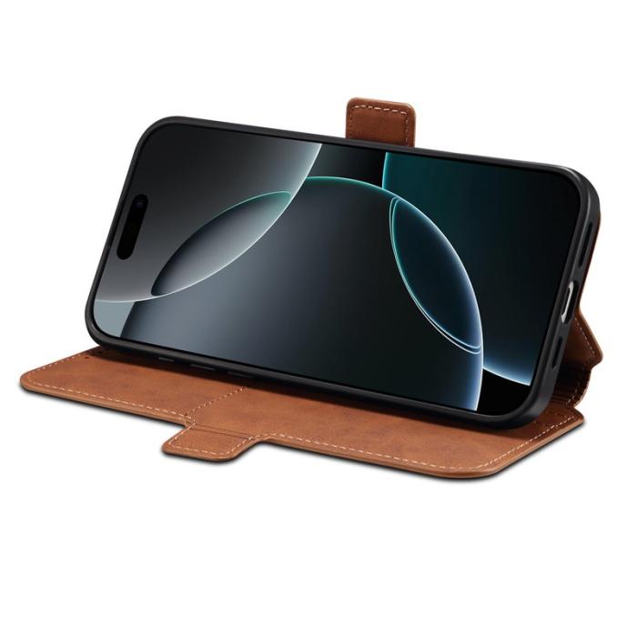 DENIOR - DENIOR B06 iPhone 16 Pro Fodral Magnetiskt Avtagbart Läder Brun