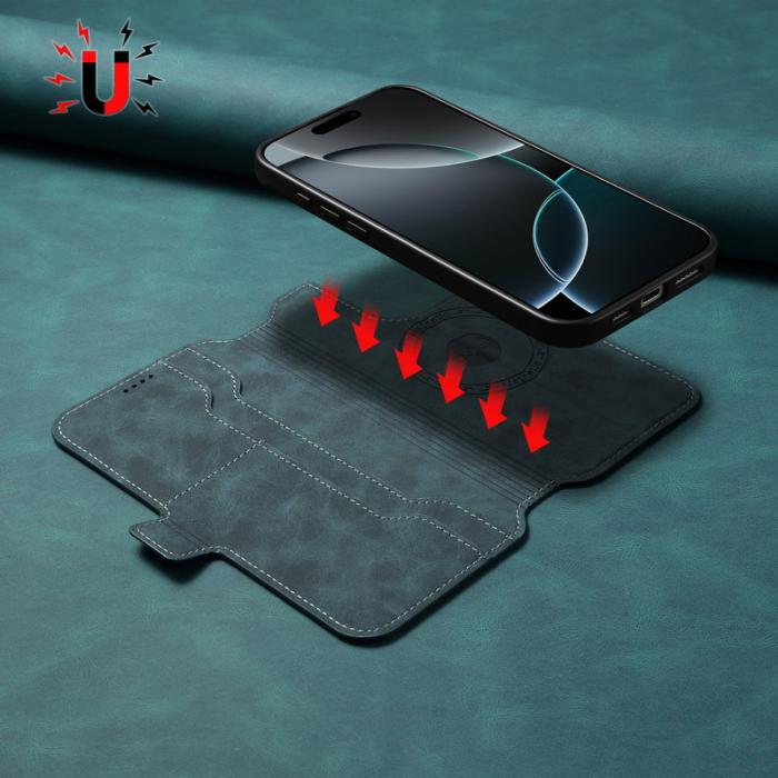 DENIOR - DENIOR B06 iPhone 16 Pro Max Fodral Magnetiskt Läder + TPU - Blå